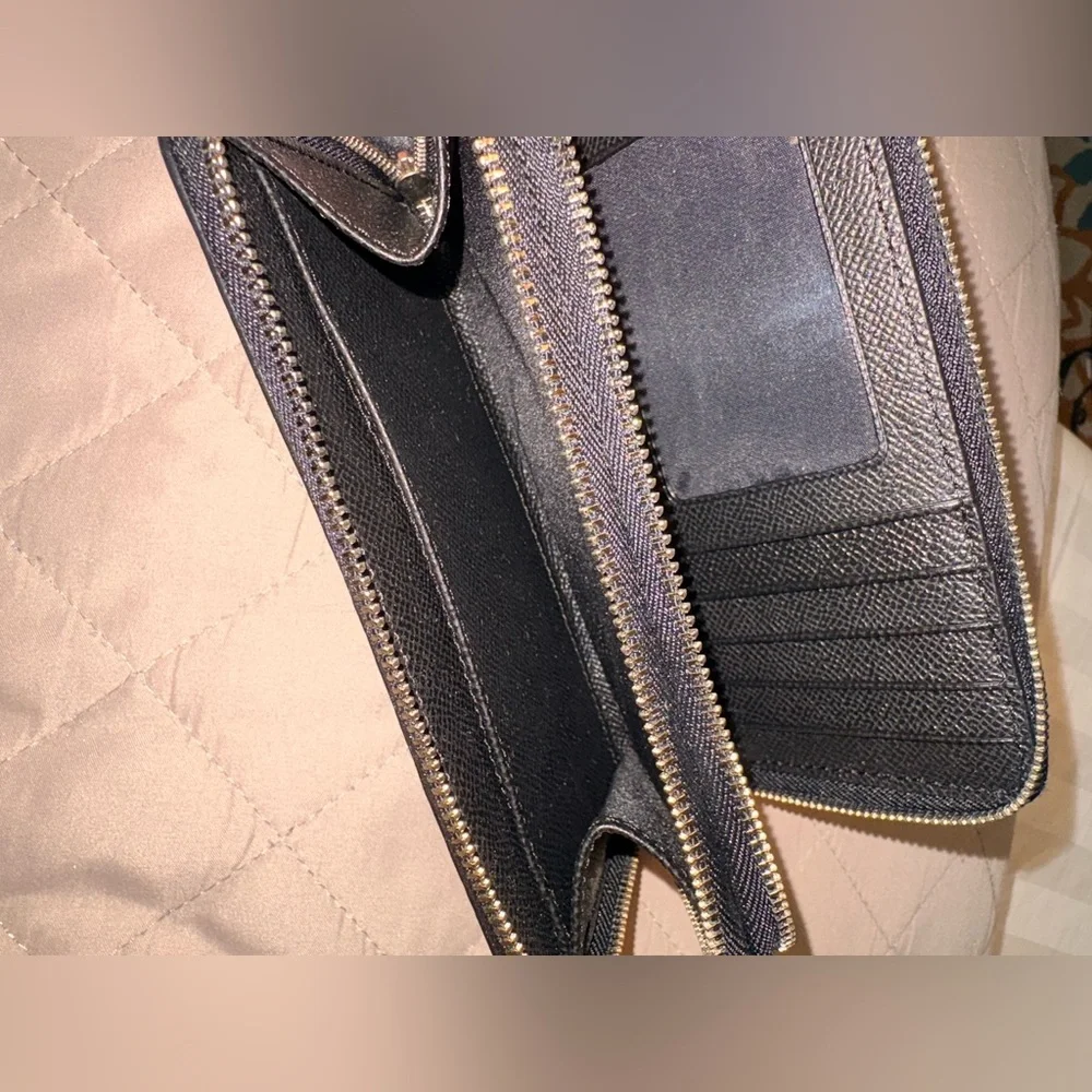 COACH Double Zip Wallet Wristlet in Black Glitter Resined Canvas - LIKE NEW - Picture 8 of 14